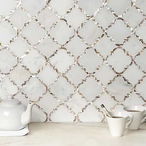 Cassie Chapman Eva Polished Marble & Mother of Pearl Arabesque Mosaic Tile