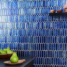 Komorebi Picket Athens Blue 1x3 Polished Glass Mosaic Tile