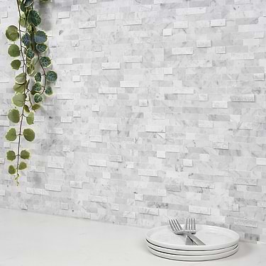 Mini Brick LPS White Polished Peel & Stick Stone Mosaic