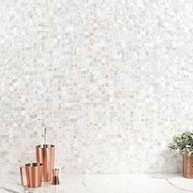 Mother of Pearl LPS Beige Small Squares Seamless Peel & Stick Self Adhesive Polished Pearl Shell Mosaic Tile