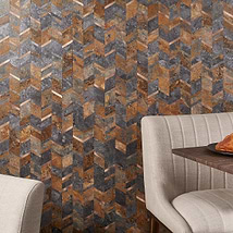 Tether Bronze Chevron Solid Core Peel & Stick Self Adhesive Slate Look Mosaic Tile