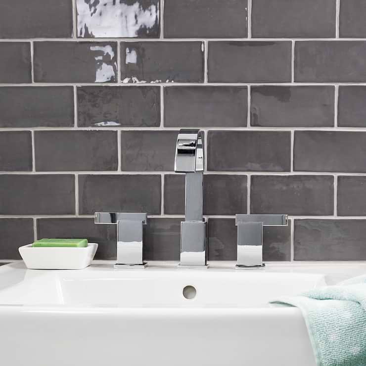 Lancaster Driftwood Gray 3X6 Polished Ceramic Subway Tile; in Iron-Gray Ceramic; for Backsplash, Kitchen Wall, Wall Tile, Bathroom Wall, Shower Wall; in Style Ideas Beach, Classic, Craftsman, Contemporary, Cottage, Farmhouse, Industrial, Mid Century, Mediterranean, Modern, Traditional, Transitional