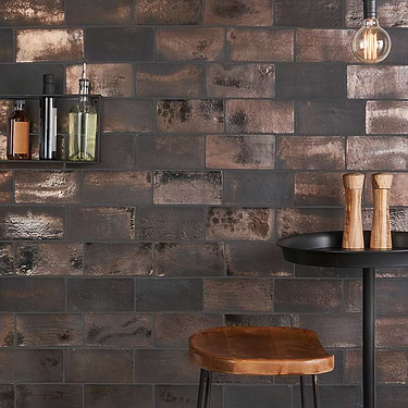 Emery Metallic Bronze 4x8 Handmade Crackled Terracotta Subway Tile