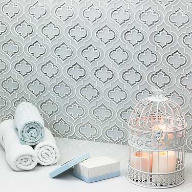 Kensington Super White With Silver Dust Glass Mosaic