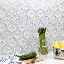 Kensington Super White Glass & Asian Statuary Marble Polished Mosaic Tile