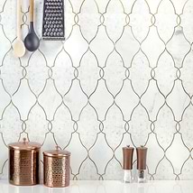 Duchess Lena White Polished Marble & Brass Tile