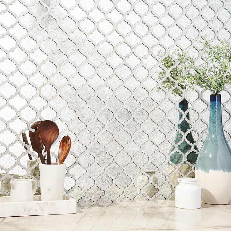 Modern White Glass Quartz Mosaic Tile