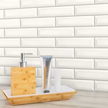Arctica Beveled White 2x8 Glossy Ceramic Tile
