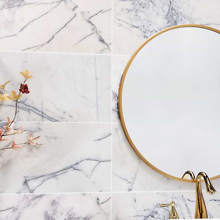 Lilac White 12x24 Honed Marble Tile