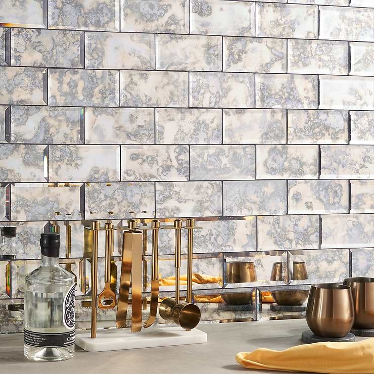 Mirror bevelled wall tiles / Bathroom-kitchen splashback tiles