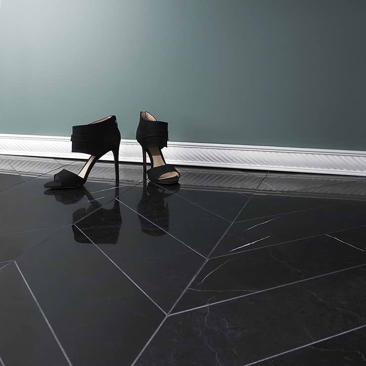 Sample-Nero Marquina 6x24 and 24x24 Polished Marble Tile