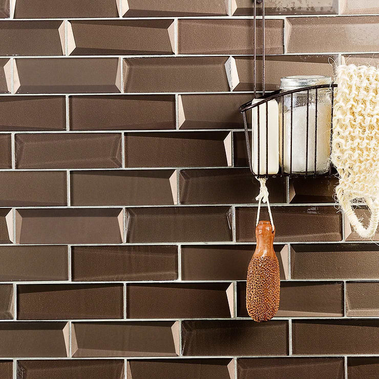 Remington Bronze 2x6 Polished Glass Subway Tile; in Bronze Glass; for Backsplash, Kitchen Wall, Wall Tile, Bathroom Wall, Shower Wall; in Style Ideas Art Deco, Beach