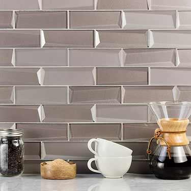 Remington Sepia Gray 2x6 Polished Glass Subway Tile