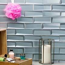 Remington Bricks Slate Blue 2x6 3D Polished Glass Subway Tile
