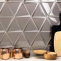 Remington Triangles Sepia Gray 6” 3D Glass Tile