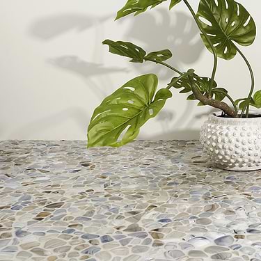 Riverglass Beige Frosted Glass Mosaic Tile  - Sample