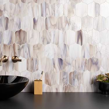 Bespoke Enigma Taupe 4x6 Lantern Polished Glass Mosaic Tile - Sample