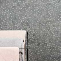 Nature Oval Lava Black Pebble Honed Mosaic Tile