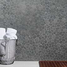 Nature Round Lava Black Pebble Honed Mosaic Tile