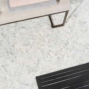 Nature Tumbled White Honed Carrara Pebble Mosaic