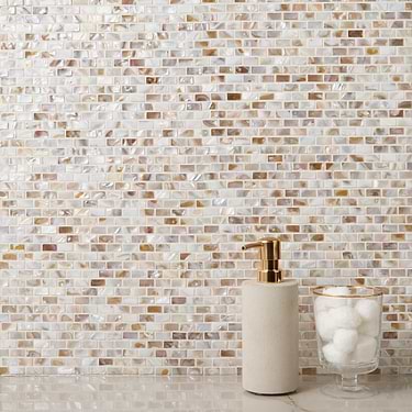 South Seas Pearls Mini Brick Pattern Polished Mosaic Tile  - Sample