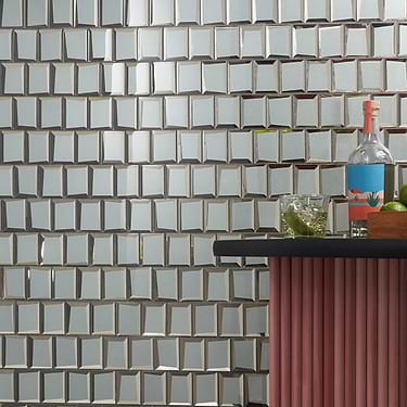 Rumi Glam Slate Gray Polished Mirrored Glass Mosaic Tile  - Sample