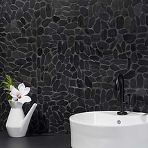 Cobblestone Noir Black Pebble Honed Mosaic Tile