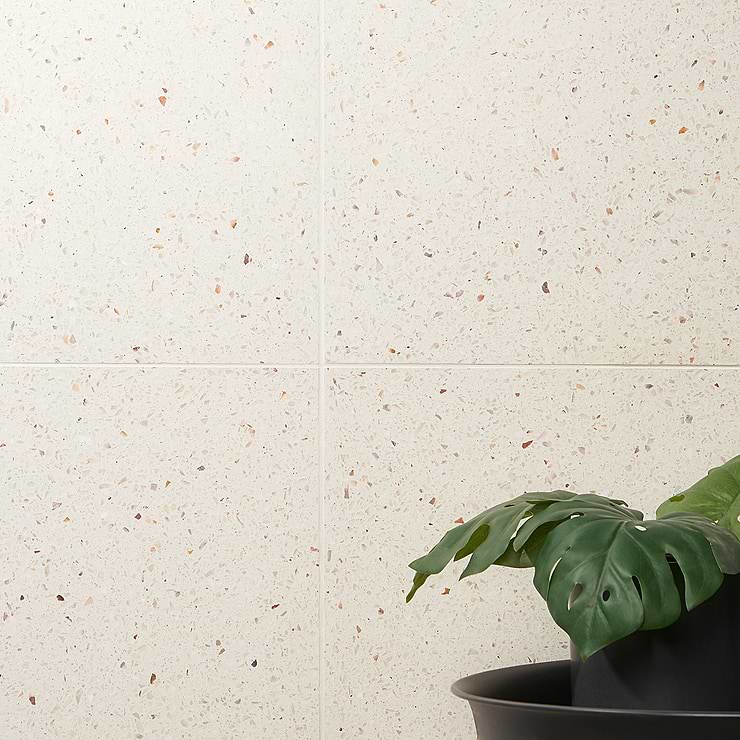 Terrazzo Kashmir Beige 16x16 Polished Terrazzo Tile; in Cement Base with Stone Chips (Terrazzo); for Backsplash, Floor Tile, Kitchen Floor, Kitchen Wall, Wall Tile, Bathroom Floor, Bathroom Wall, Shower Wall, Shower Floor, Outdoor Floor, Outdoor Wall, Commercial Floor; in Style Ideas Classic, Craftsman, Industrial, Mid Century, Modern, Rustic