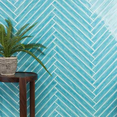 Carolina Bay 2x20 Polished Ceramic Tile, Blue + Turquoise - Sample
