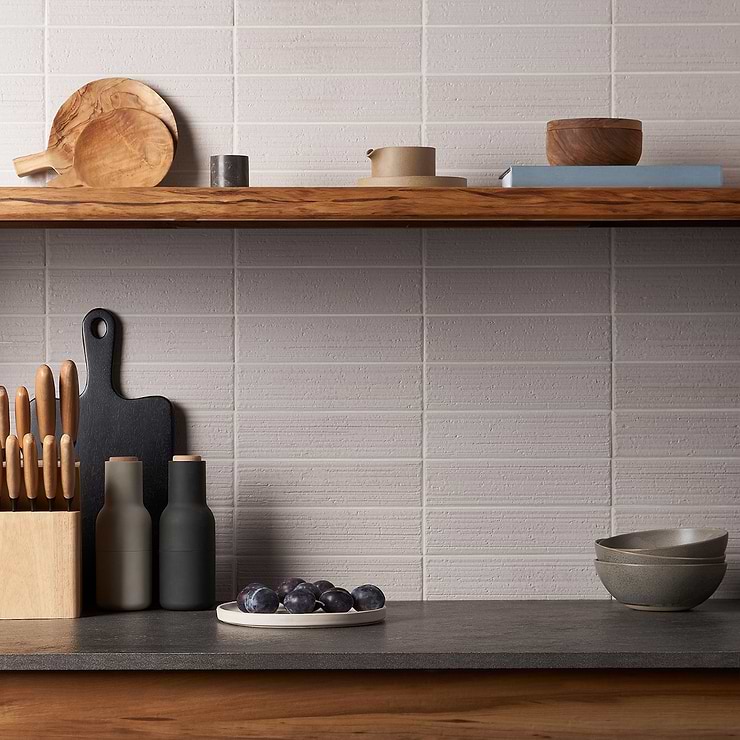 Charlotte Silver Gray 3x10 Textured Matte Ceramic Subway Tile; in Silver Gray White Body Ceramic; for Backsplash, Kitchen Wall, Wall Tile, Bathroom Wall, Shower Wall; in Style Ideas Contemporary, Craftsman, Industrial, Modern, Rustic; released 2023; new, trends