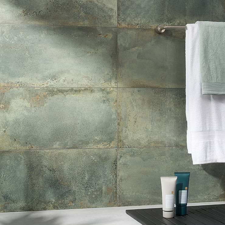 Angela Harris Flatiron Aquamarine 12x24 Semi-Polished Porcelain Tile