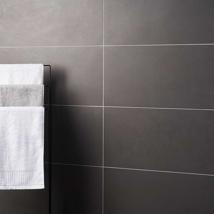 NewTech Antracite Gray 12x24 Matte Double Loaded Porcelain Tile; in Dark Gray Double Loaded Porcelain ; for Backsplash, Floor Tile, Kitchen Floor, Kitchen Wall, Wall Tile, Bathroom Floor, Bathroom Wall, Shower Wall, Shower Floor, Outdoor Wall, Commercial Floor; in Style Ideas Industrial, Modern, Transitional