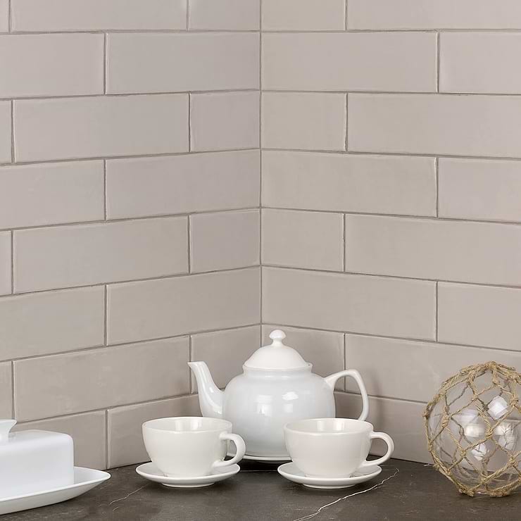 Manchester Taupe Beige 3x12 Glazed Ceramic Subway Tile; in Beige + Light Gray White Body Ceramic; for Backsplash, Kitchen Wall, Wall Tile, Bathroom Wall, Shower Wall; in Style Ideas Beach, Classic, Craftsman, Contemporary, Cottage, Farmhouse, Industrial, Mid Century, Mediterranean, Modern, Traditional, Transitional