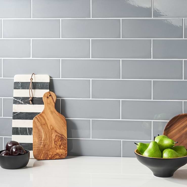 Park Hill Gray 4X12 Polished Porcelain Subway Tile; in Gray Porcelain; for Backsplash, Kitchen Wall, Wall Tile, Bathroom Wall, Shower Wall, Outdoor Wall, Pool Tile; in Style Ideas Classic, Contemporary, Cottage, Farmhouse, Industrial, Traditional