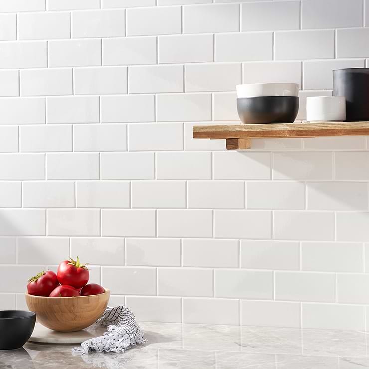 Park Hill White 3x6 Polished Porcelain Tile