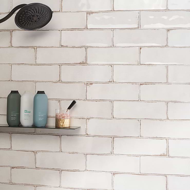 Los Lunas White 4x12 Polished Ceramic Subway Tile; in White  White Body Ceramic ; for Backsplash, Bathroom Wall, Kitchen Wall, Outdoor Wall, Shower Wall, Wall Tile; in Style Ideas Beach, Classic, Cottage, Farmhouse, Industrial, Mediterranean, Mid Century, Rustic, Traditional, Tropical; released 2024; new, trends