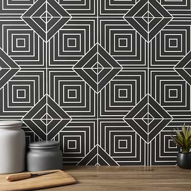 B2W Black & White Line Negative 8x8 Matte Porcelain Tile
