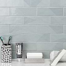 Enigma Ash Blue 2x8 Polished Textured Ceramic Wall Tile