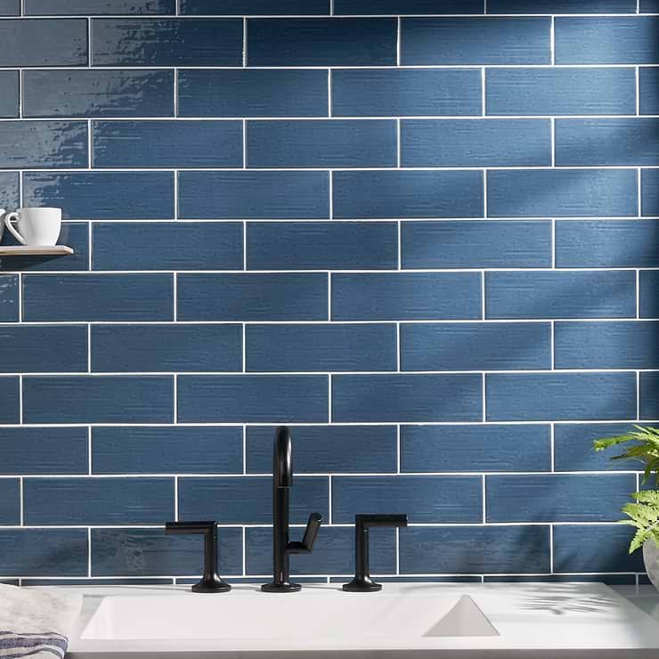 Kiln Blue 3x9 Polished Porcelain Subway Tile
