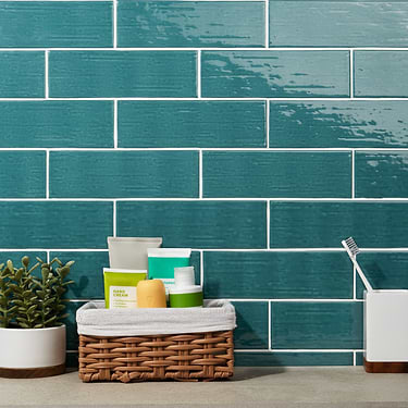 Kiln Teal Green 3x9 Polished Porcelain Subway Tile