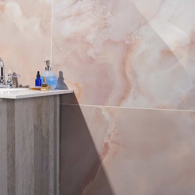 Jewel Onyx Coral Pink 24x48 Polished Porcelain Tile