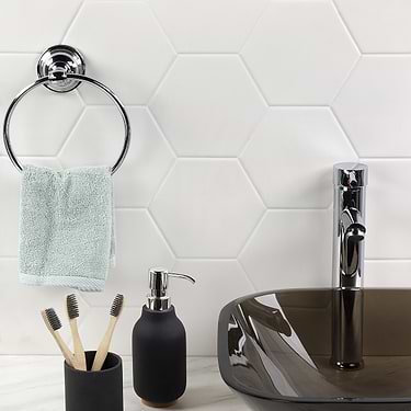 Exagoni Puro White 6x7 Hexagon Matte Ceramic Tile