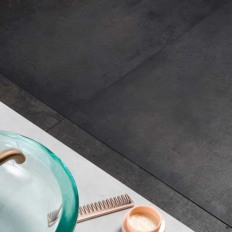 Sample-Bronx Black Large Format Matte Porcelain Tile