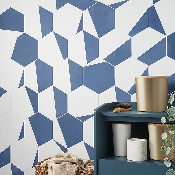 HexArt Pop Azul 8" Hexagon Matte Porcelain Tile