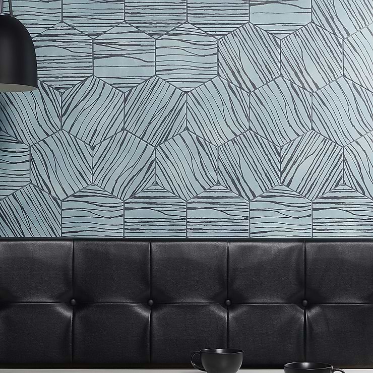 HexArt Zen Smoke Turquoise 8" Hexagon Matte Porcelain Tile