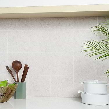 Art Geo  Terrazzo White Grigio 8x8 Matte Porcelain Tile by Elizabeth Sutton
