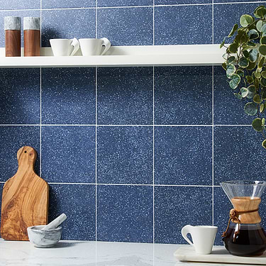 Art Geo  Terrazzo Blue 8x8 Matte Porcelain Tile by Elizabeth Sutton