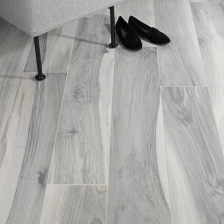 Brazilian Coyote Gray 8x48 Wood Look Matte Porcelain Tile; in Gray  Porcelain; for Backsplash, Floor Tile, Kitchen Floor, Kitchen Wall, Wall Tile, Bathroom Floor, Bathroom Wall, Shower Wall, Outdoor Floor, Outdoor Wall, Commercial Floor; in Style Ideas Farmhouse, Modern, Traditional