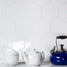 Exagoni Puro White 6x7 3D Hexagon Blanco Polished Ceramic Wall Tile