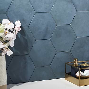 Ava Ocean Blue 8" Hexagon Matte Porcelain Tile